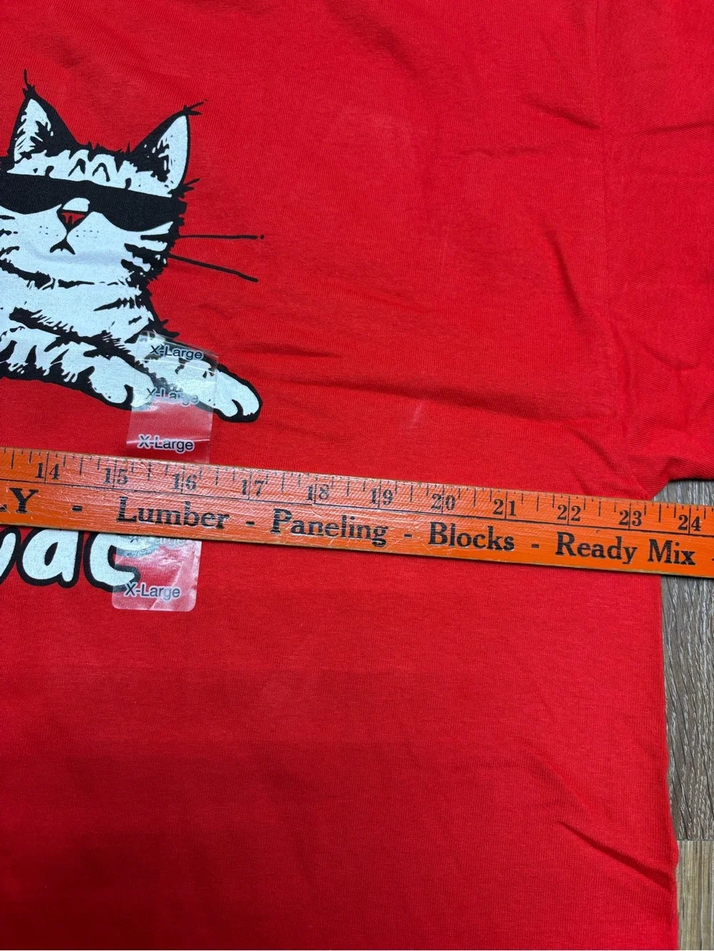 Gildan Red T-Shirt with White & Black Cat 'Cattitude' Graphic
